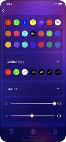 Trimlight mobile app interface for customizing lights